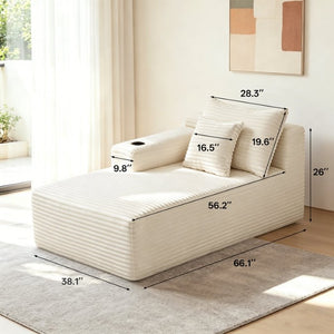 English Elm 58 Inch Cloud Sectional Sofa Plush Corduroy Deep Seating Modular Couch for Living Room W3975P512859
