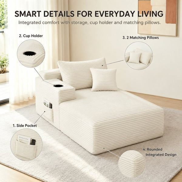 English Elm 58 Inch Cloud Sectional Sofa Plush Corduroy Deep Seating Modular Couch for Living Room W3975P512859