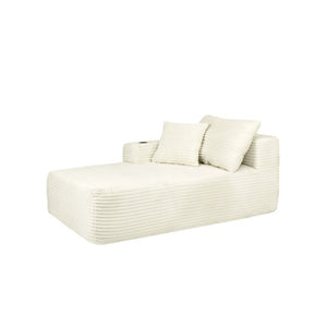 English Elm 58-Inch Velvet Sectional Chaise Lounge with Reversible Configuration for Compact Living Rooms White W3975P512863
