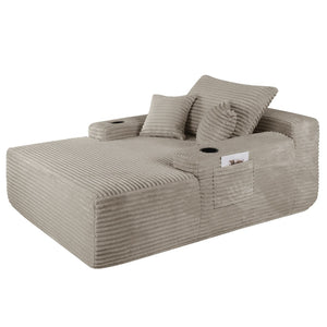 English Elm New Convertible Chaise Lounge Sleeper Sofa with Cup Holder Wide Armrest for Living Room Coffee Plush W3975P515155