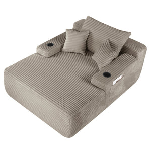 English Elm New Convertible Chaise Lounge Sleeper Sofa with Cup Holder Wide Armrest for Living Room Coffee Plush W3975P515155