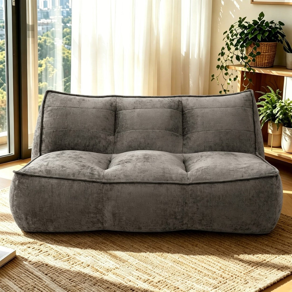 English Elm Double Caterpillar Bean Bag Couch Faux Fur Cloud Sofa for Bedroom or Dorm Lounge W3975P516698