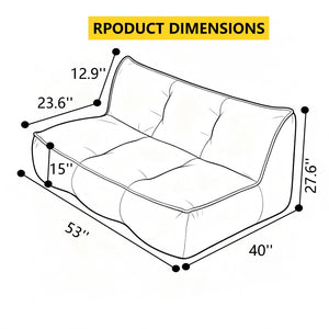 English Elm Double Caterpillar Bean Bag Couch Faux Fur Cloud Sofa for Bedroom or Dorm Lounge W3975P516698