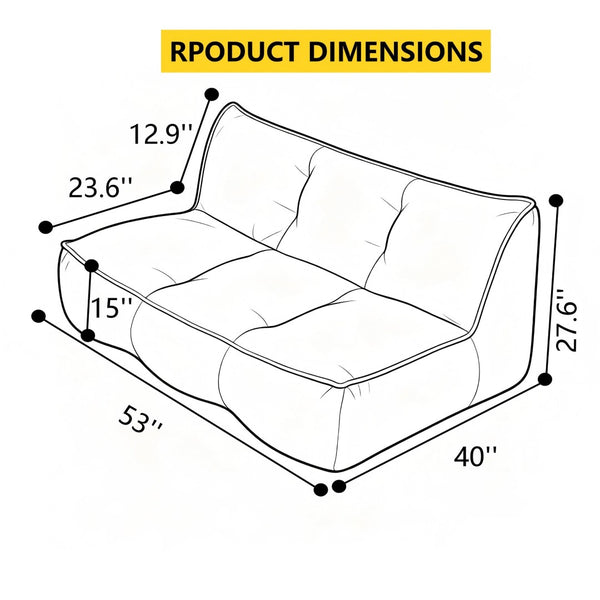 English Elm Double Caterpillar Bean Bag Couch Faux Fur Cloud Sofa for Bedroom or Dorm Lounge W3975P516698