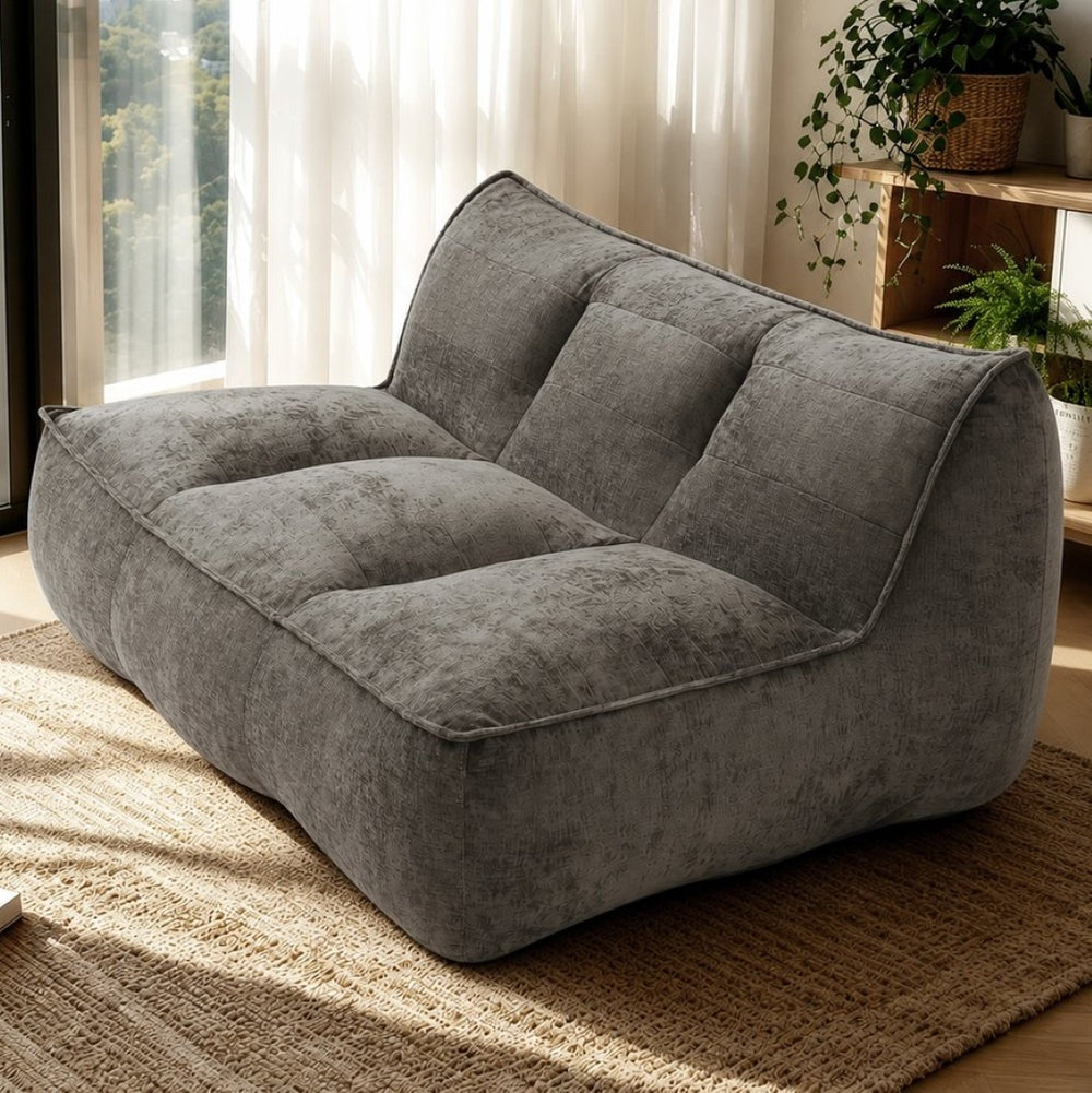 English Elm Double Caterpillar Bean Bag Couch Faux Fur Cloud Sofa for Bedroom or Dorm Lounge W3975P516698