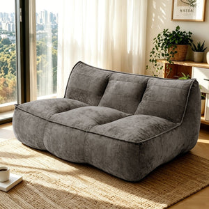 English Elm Double Caterpillar Bean Bag Couch Faux Fur Cloud Sofa for Bedroom or Dorm Lounge W3975P516698