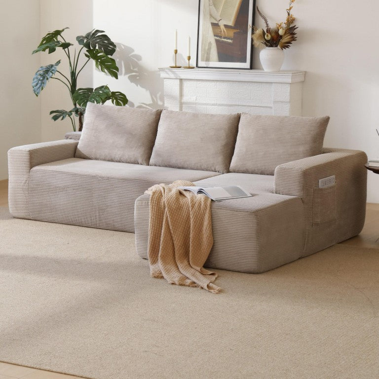 English Elm New96.9 Cloud Sectional in Corduroy Deep Seat Modular Sofa Ready for Living Room W3975P519111