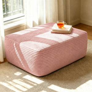 English Elm 373-001/Ottoman//Pink/Plush Corduroy Sectional Ottoman Plush Ribbed Upholstery Cozy Living Room Accent W3975P519663