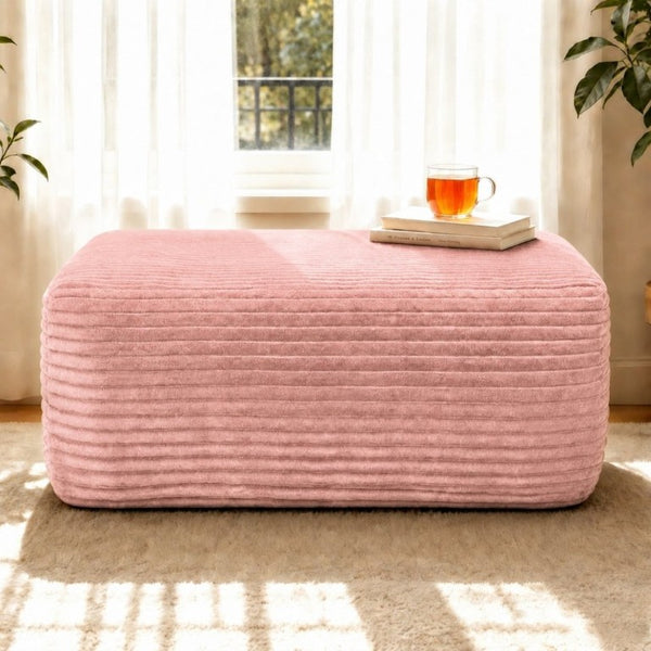 English Elm 373-001/Ottoman//Pink/Plush Corduroy Sectional Ottoman Plush Ribbed Upholstery Cozy Living Room Accent W3975P519663