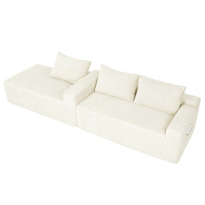 English Elm New3 Cloud Sectional Sofa with L-Shaped Chaise Deep Seat Corduroy Upholstered Modern White Left W3975P519731
