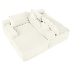 English Elm New3 Cloud Sectional Sofa with L-Shaped Chaise Deep Seat Corduroy Upholstered Modern White Left W3975P519731