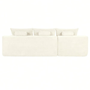 English Elm New3 Cloud Sectional Sofa with L-Shaped Chaise Deep Seat Corduroy Upholstered Modern White Left W3975P519731