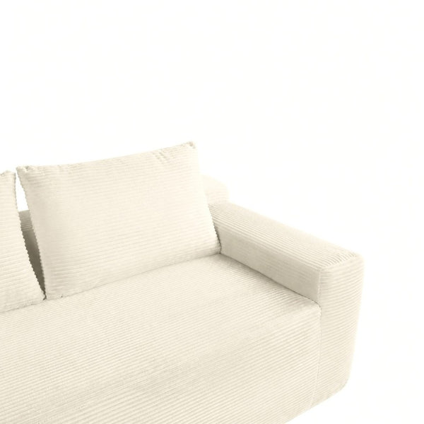 English Elm New3 Cloud Sectional Sofa with L-Shaped Chaise Deep Seat Corduroy Upholstered Modern White Left W3975P519731