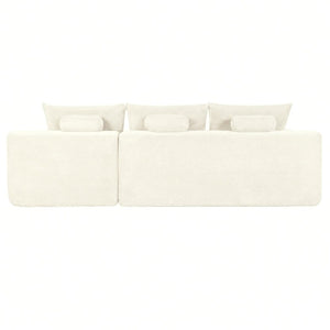 English Elm New3 Cloud Sectional Sofa with L-Shaped Chaise Deep Seat Corduroy Upholstered Modern White Right W3975P519732