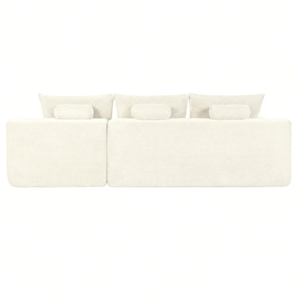 English Elm New3 Cloud Sectional Sofa with L-Shaped Chaise Deep Seat Corduroy Upholstered Modern White Right W3975P519732