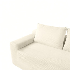 English Elm New3 Cloud Sectional Sofa with L-Shaped Chaise Deep Seat Corduroy Upholstered Modern White Right W3975P519732