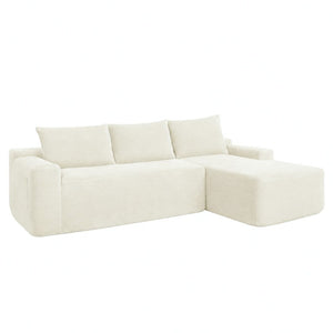 English Elm New3 Cloud Sectional Sofa with L-Shaped Chaise Deep Seat Corduroy Upholstered Modern White Right W3975P519732