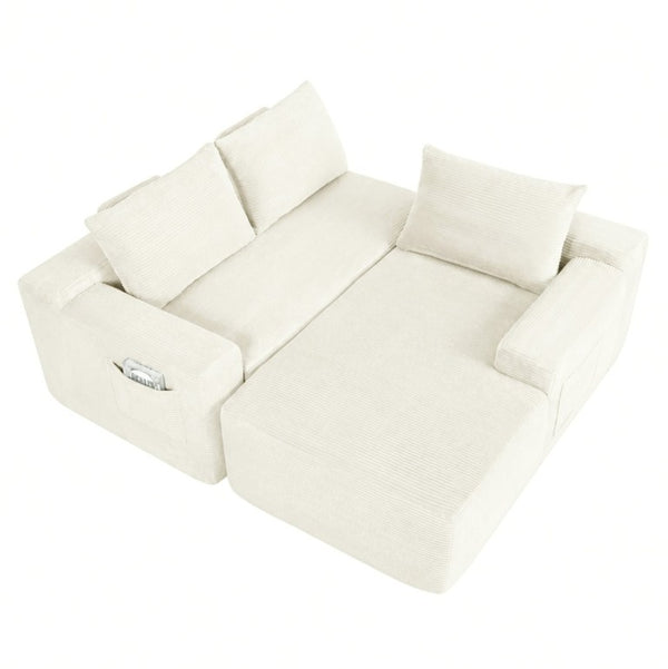 English Elm New3 Cloud Sectional Sofa with L-Shaped Chaise Deep Seat Corduroy Upholstered Modern White Right W3975P519732