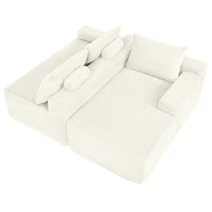 English Elm New3 Cloud Sectional Sofa with L-Shaped Chaise Deep Seat Corduroy Upholstered Modern White Right W3975P519732