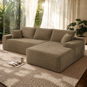 English Elm 96.9''Cloud Modular Sectional Corduroy Sofa with Deep Seat and L Shaped Chaise for Living Room Coffee W3975P519737