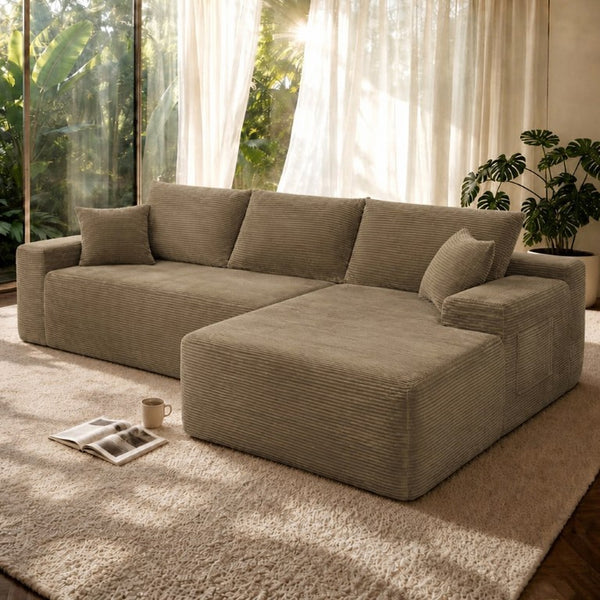 English Elm 96.9''Cloud Modular Sectional Corduroy Sofa with Deep Seat and L Shaped Chaise for Living Room Coffee W3975P519737