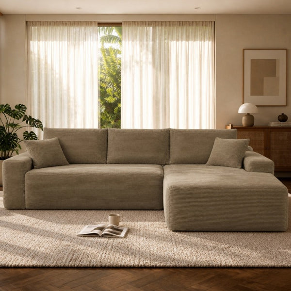 English Elm 96.9''Cloud Modular Sectional Corduroy Sofa with Deep Seat and L Shaped Chaise for Living Room Coffee W3975P519737