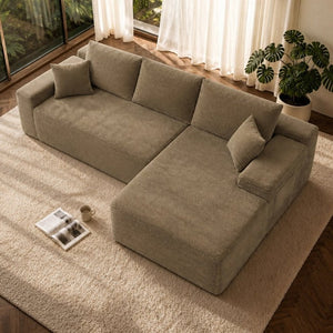 English Elm 96.9''Cloud Modular Sectional Corduroy Sofa with Deep Seat and L Shaped Chaise for Living Room Coffee W3975P519737