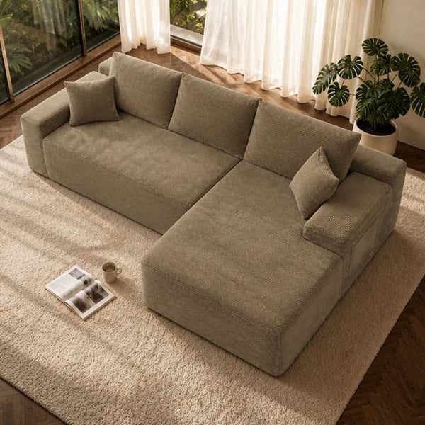 English Elm 96.9''Cloud Modular Sectional Corduroy Sofa with Deep Seat and L Shaped Chaise for Living Room Coffee W3975P519737