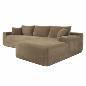 English Elm 96.9''Cloud Modular Sectional Corduroy Sofa with Deep Seat and L Shaped Chaise for Living Room Coffee W3975P519737