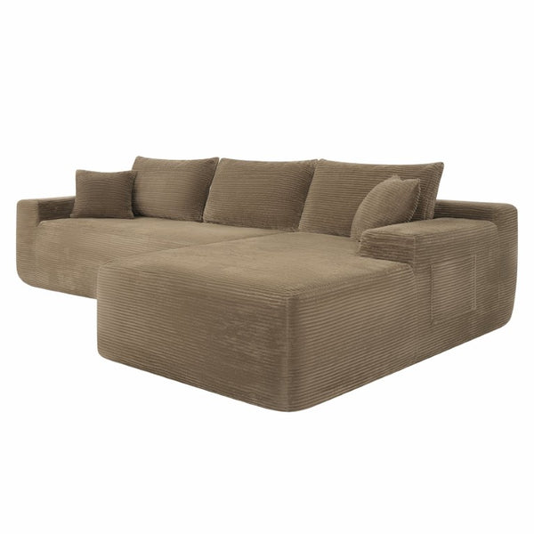 English Elm 96.9''Cloud Modular Sectional Corduroy Sofa with Deep Seat and L Shaped Chaise for Living Room Coffee W3975P519737