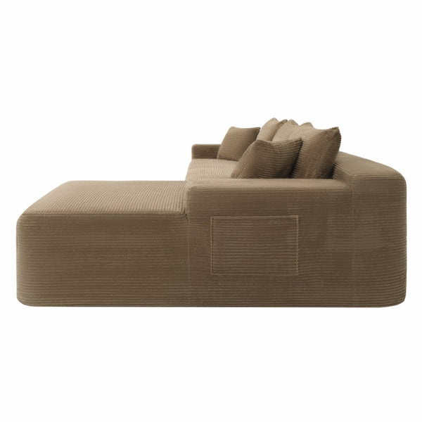 English Elm 96.9''Cloud Modular Sectional Corduroy Sofa with Deep Seat and L Shaped Chaise for Living Room Coffee W3975P519737