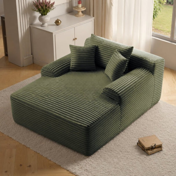 English Elm New Striped Corduroy Convertible Sleeper Chair with Wide Armrest and Two Throw Pillows W3975P521225