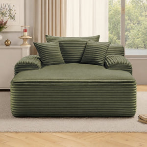 English Elm New Striped Corduroy Convertible Sleeper Chair with Wide Armrest and Two Throw Pillows W3975P521225