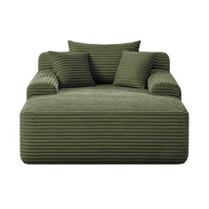 English Elm New Striped Corduroy Convertible Sleeper Chair with Wide Armrest and Two Throw Pillows W3975P521225