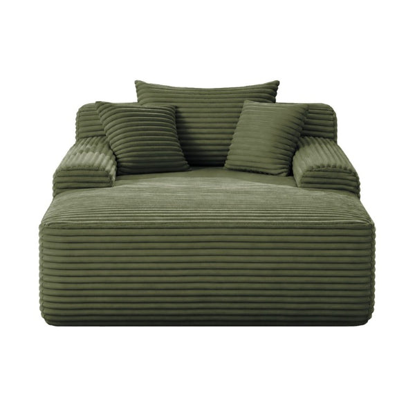 English Elm New Striped Corduroy Convertible Sleeper Chair with Wide Armrest and Two Throw Pillows W3975P521225