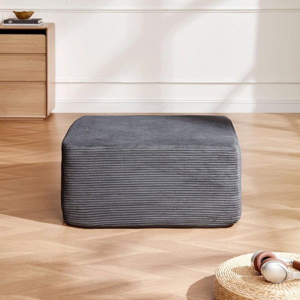 English Elm Xs-Ottoman-Corduroy-Camel Ribbed Corduroy Compact Ottoman for Cozy Living Rooms and Bedrooms Grey W3975P521370