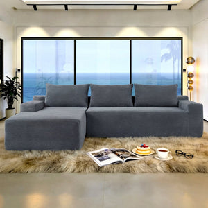 English Elm New Cloud Sectional Sofa Deep Seated Corduroy Upholstered L-Shape for Living Room W3975P525438
