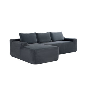 English Elm New Cloud Sectional Sofa Deep Seated Corduroy Upholstered L-Shape for Living Room W3975P525438