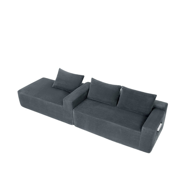 English Elm New Cloud Sectional Sofa Deep Seated Corduroy Upholstered L-Shape for Living Room W3975P525438