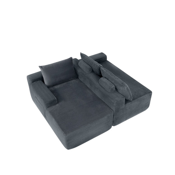 English Elm New Cloud Sectional Sofa Deep Seated Corduroy Upholstered L-Shape for Living Room W3975P525438