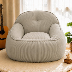 English Elm Corduroy Bean Bag Lounge Chair Soft Faux Fur Seat for Gaming Reading or Living Room Camel W3975P530983