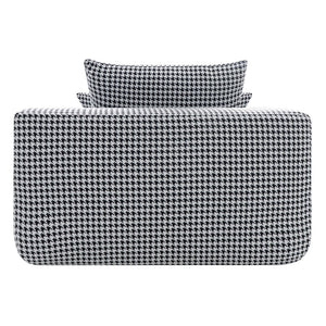 English Elm Convertible Corduroy Chaise Sleeper Chair Houndstooth Lounge Sofa Bed with Cup Holder W3975P533644