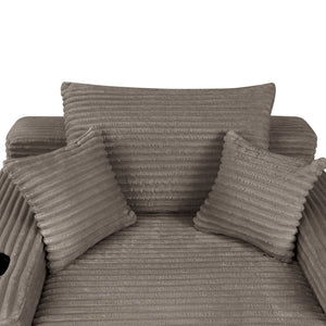 English Elm New Plush Striped Convertible Chaise Sleeper Chair with Cup Holder and Throw Pillows W3975P538346