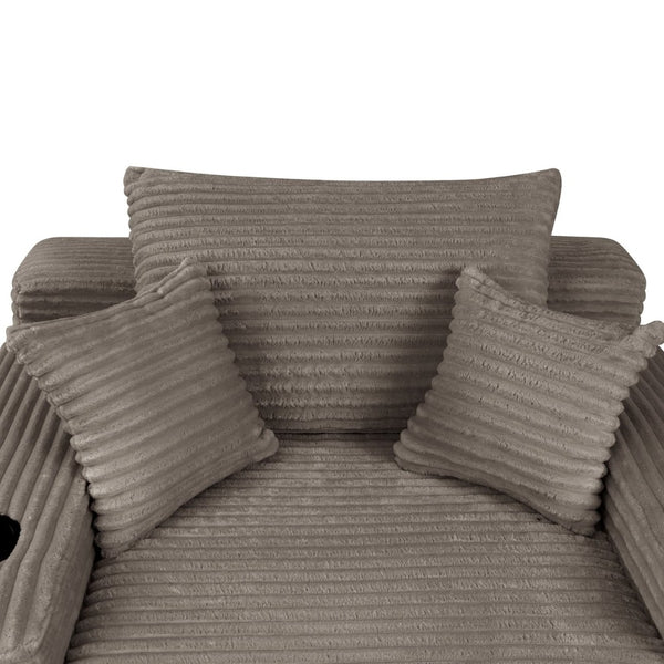 English Elm New Plush Striped Convertible Chaise Sleeper Chair with Cup Holder and Throw Pillows W3975P538346