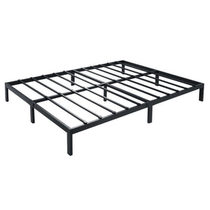 English Elm King Platform Bed Faux Leather Upholstered Frame with Padded Headboard No Box Spring Queen Black W3975P539411