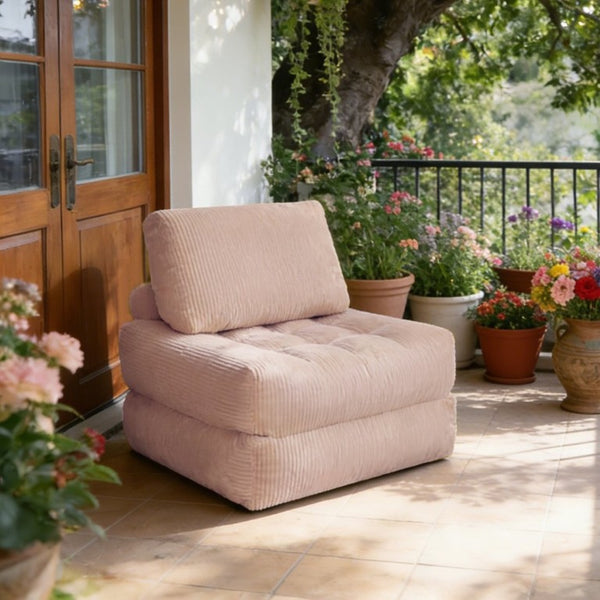 English Elm 62.9Corduroy Foldable Cloud Beanbag Sofa Bed Plush Lounge Chair for Dorm or Bedroom W3975P543982