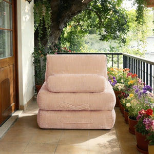 English Elm 62.9Corduroy Foldable Cloud Beanbag Sofa Bed Plush Lounge Chair for Dorm or Bedroom W3975P543982