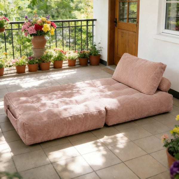 English Elm 62.9Corduroy Foldable Cloud Beanbag Sofa Bed Plush Lounge Chair for Dorm or Bedroom W3975P543982