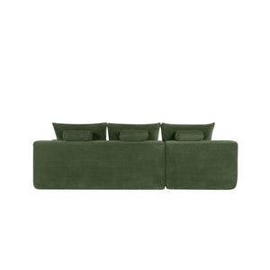 English Elm Upholstered Modular Floor Sofa with Corduroy Fabric and Low Profile Lounge Design Green Left W3975P557444