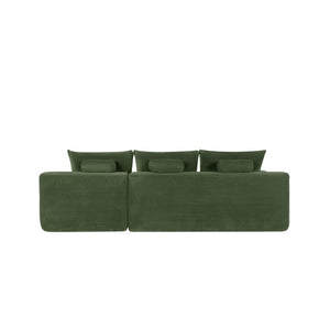 English Elm Upholstered Modular Floor Sofa with Corduroy Fabric and Low Profile Lounge Design Green Right W3975P557446
